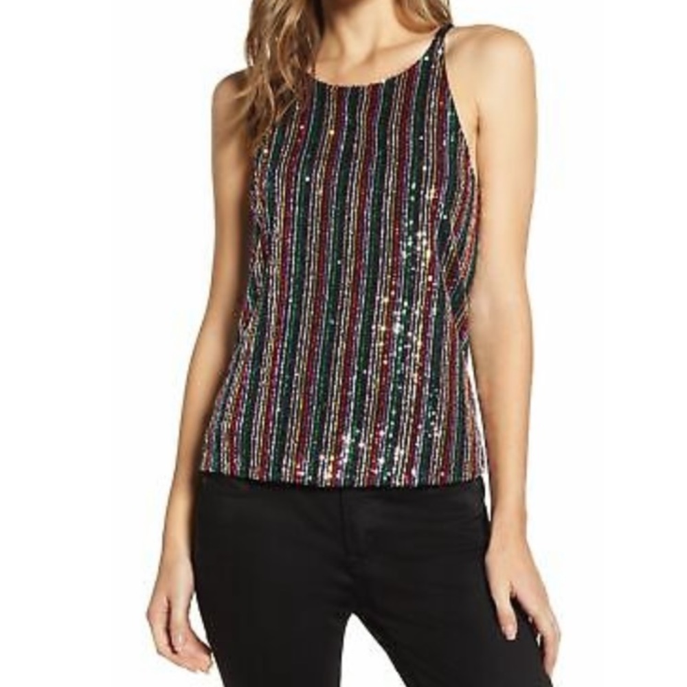 Sanctuary Cyber Sequin Tank Top Size Medium